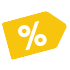 yellow illustration of a price tag with a percentage sign on it