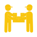 yellow illustration of two movers carrying a box together