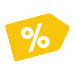 yellow illustration of a price tag with a percentage sign on it
