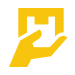 yellow illustration of a hand carrying a box