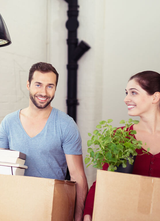 photo of a happy couple during a move