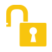 yellow illustration of a unlocked lock