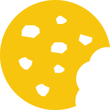yellow illustration of a cookie with a bite mark